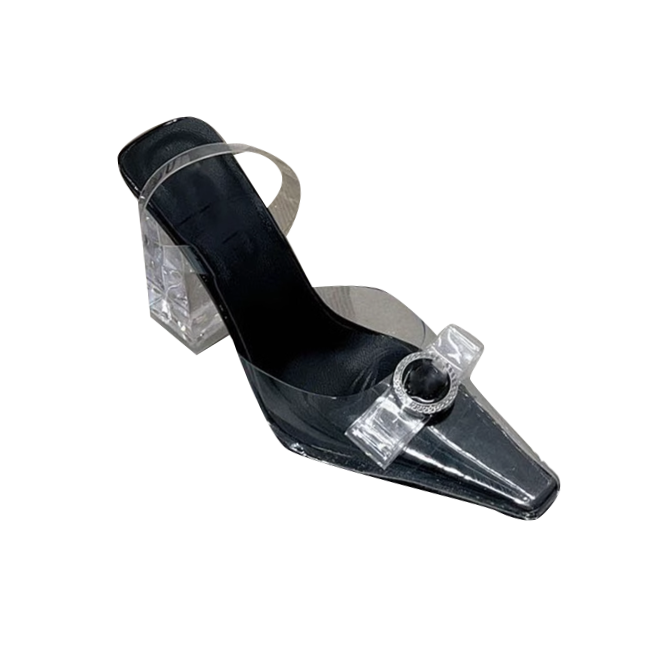 Bow PVC Transparent Heel Sandals - 9.5cm
