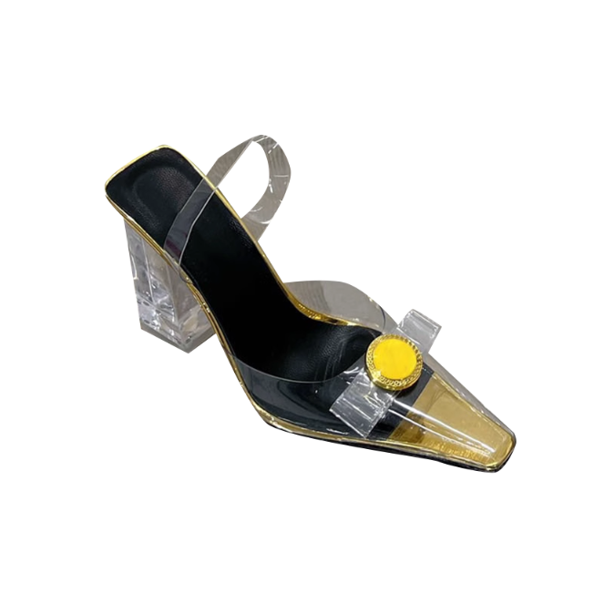 Bow PVC Transparent Heel Sandals - 9.5cm