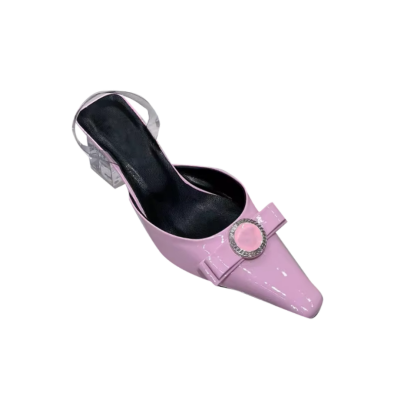 Bow Transparent Heel Sandals - 6cm