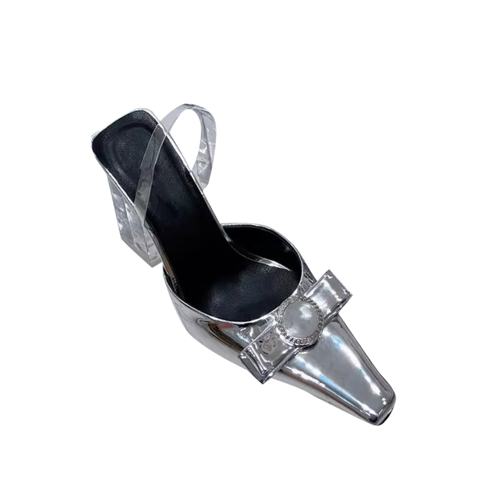 Bow Transparent Heel Sandals - 9.5cm
