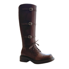 Lace Up Biker Knee High Boots