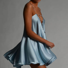 Diamante Deep V Mini Dress