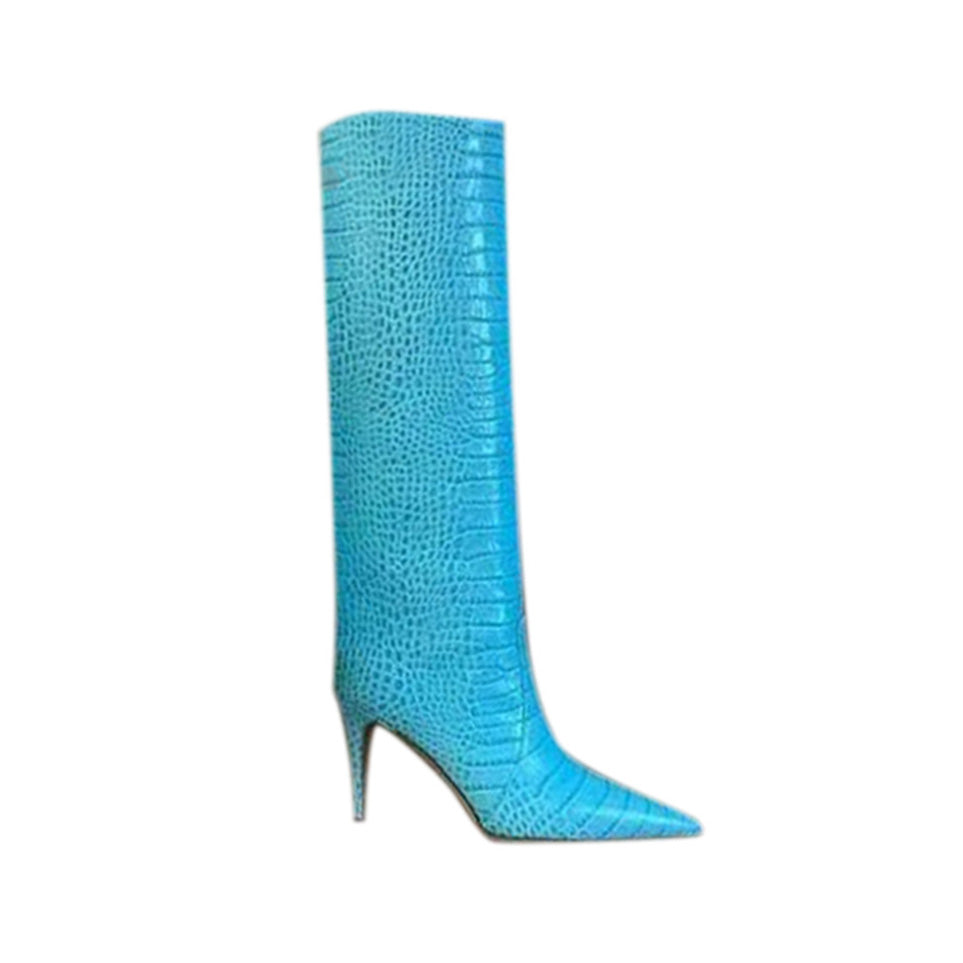 Stiletto Heel Leather Knee High Boots