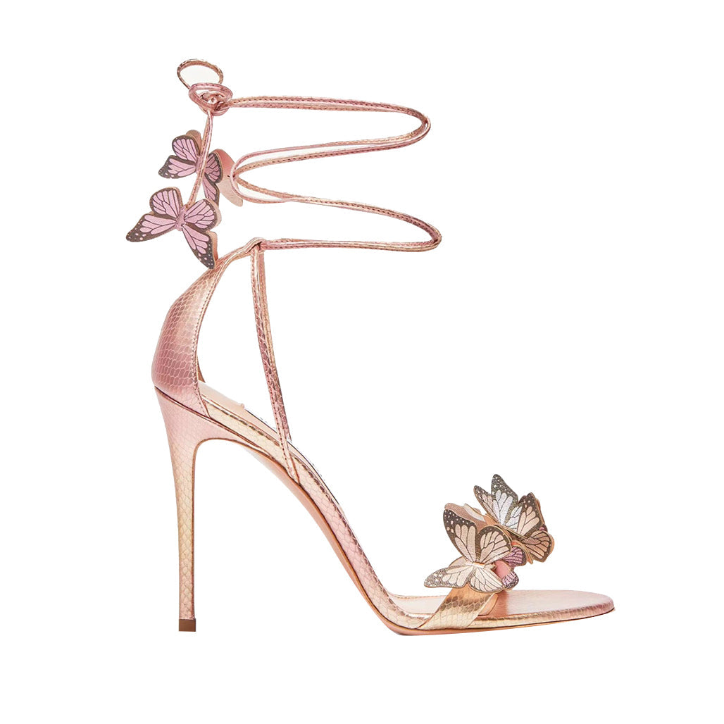 Butterfly Embellished Lace Up High Heel Sandals -