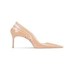 Patent Leather And PVC Mid Heel Pumps - 6cm