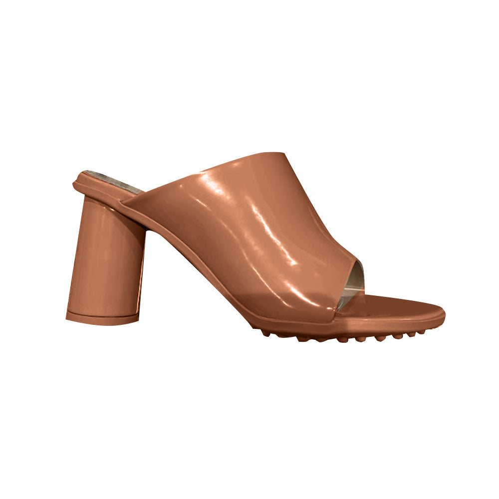 Leather Block Heel Mules Sandals