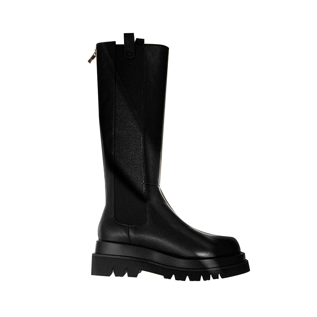 Platform Leather Knee High Boots