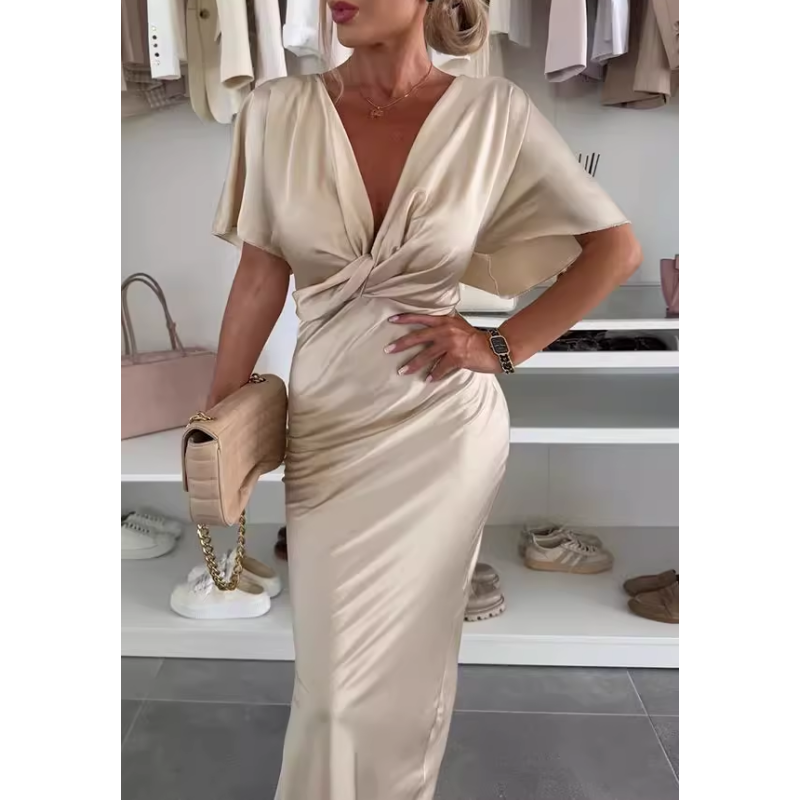 V Neck Midi Dress