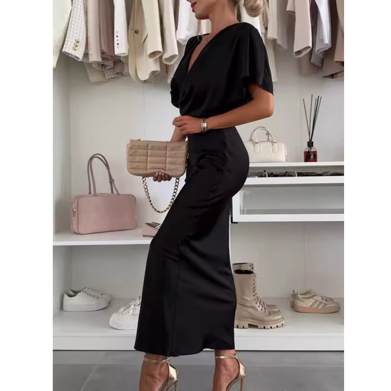 V Neck Midi Dress