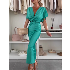 V Neck Midi Dress