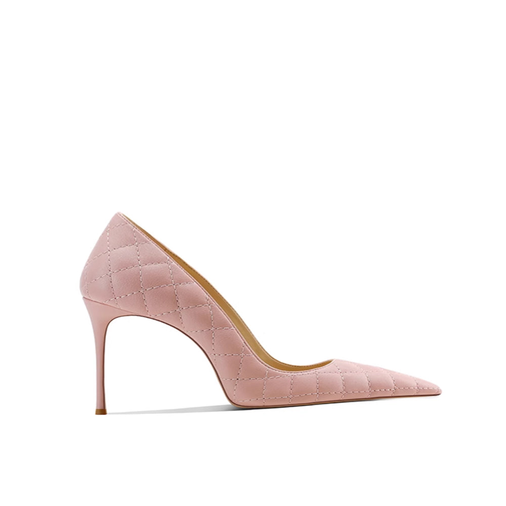 Quilted Mid Heel Pumps - 6cm