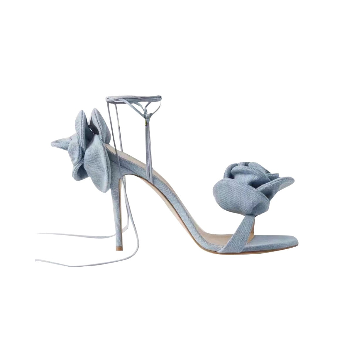 Flower Lace Up High Heel Sandals