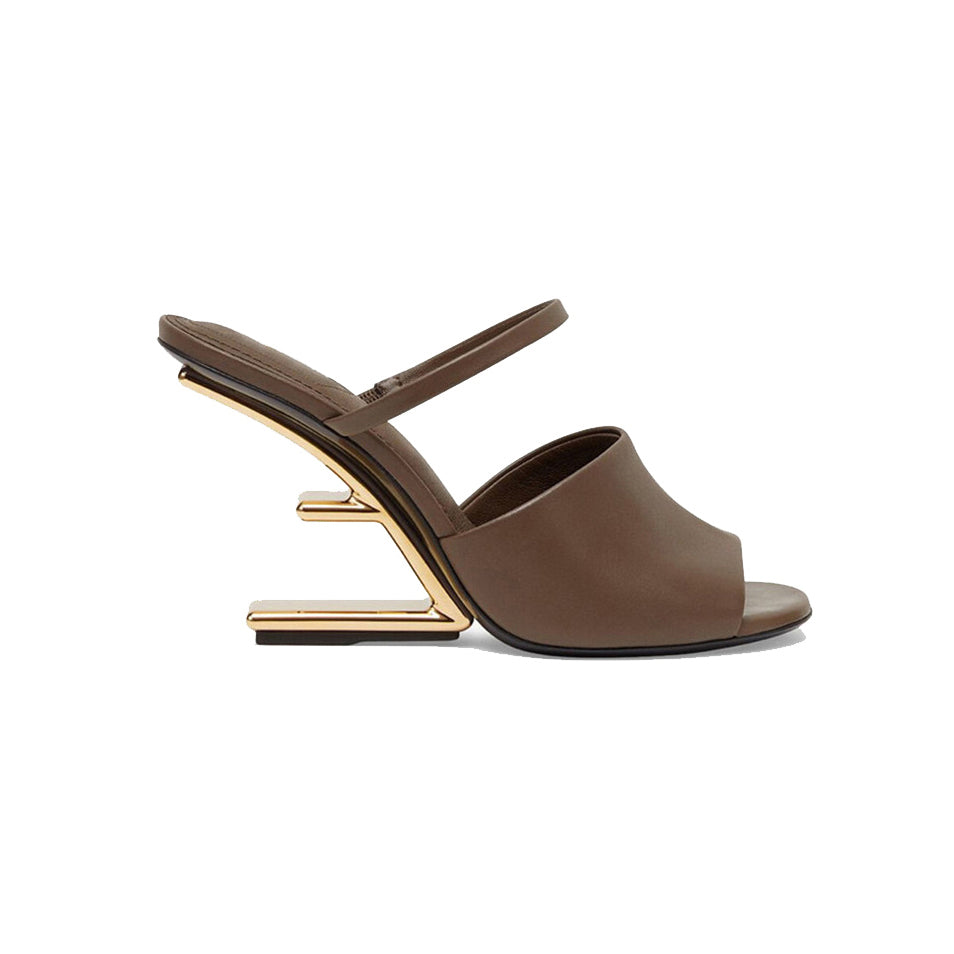 Leather Sculptured Heel Sandals