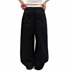 Star Detailed Wide Leg Denim Jeans