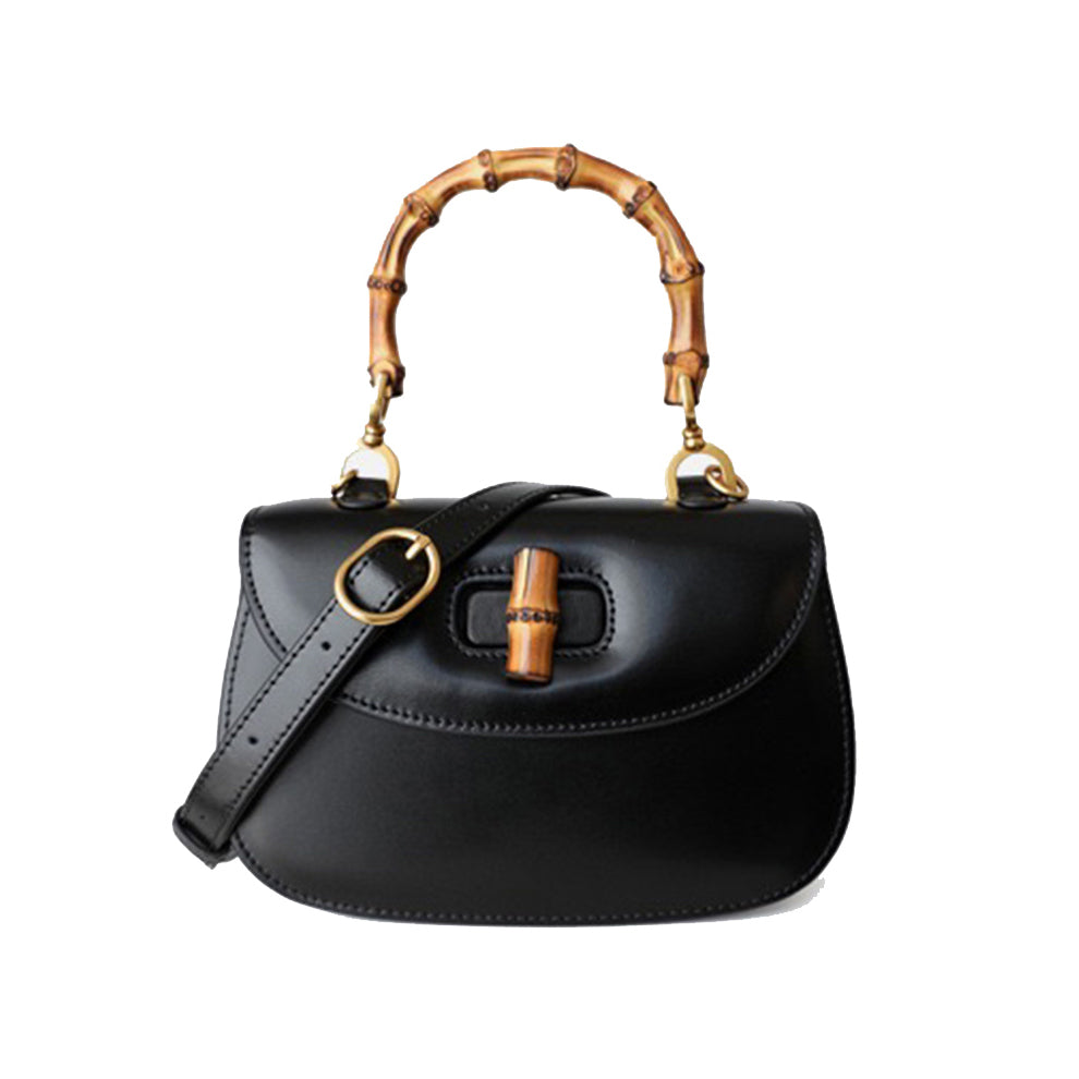 Bamboo Lock Leather Tote Bag - Large