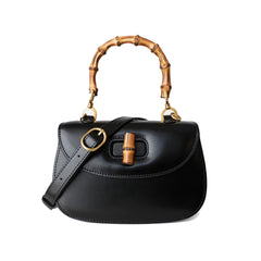 Bamboo Lock Leather Tote Bag - Large