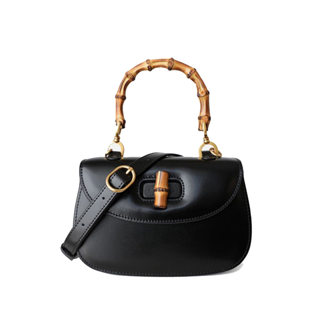 Bamboo Lock Leather Tote Bag - Small
