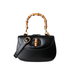 Bamboo Lock Leather Tote Bag - Small