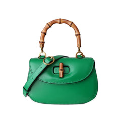 Bamboo Lock Leather Tote Bag - Large