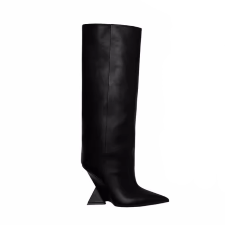 Sculptured Heel Knee High Boots