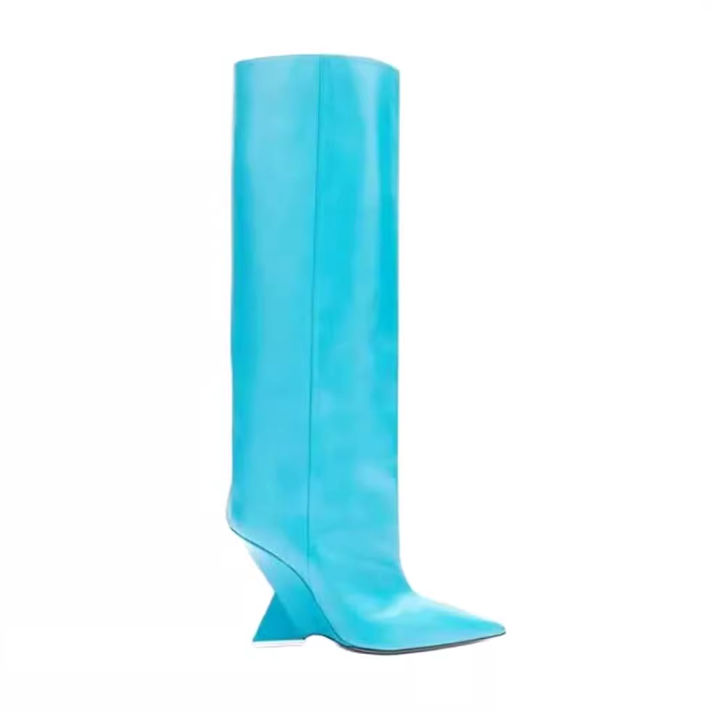 Sculptured Heel Knee High Boots