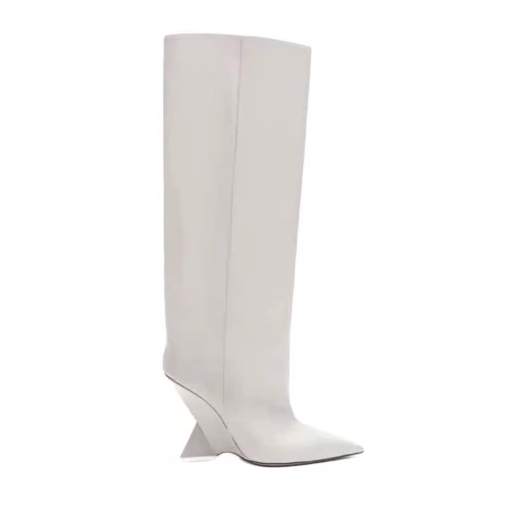Sculptured Heel Knee High Boots