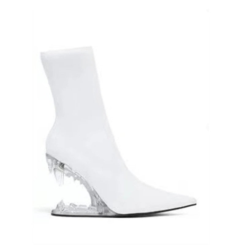 Sculptured Wedged Heel Ankle Boots