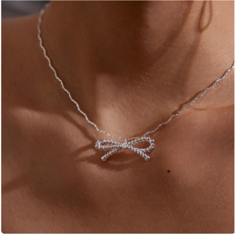 Diamante Bow Necklace