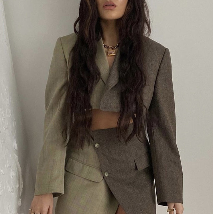 Bi-Color Cropped Blazer