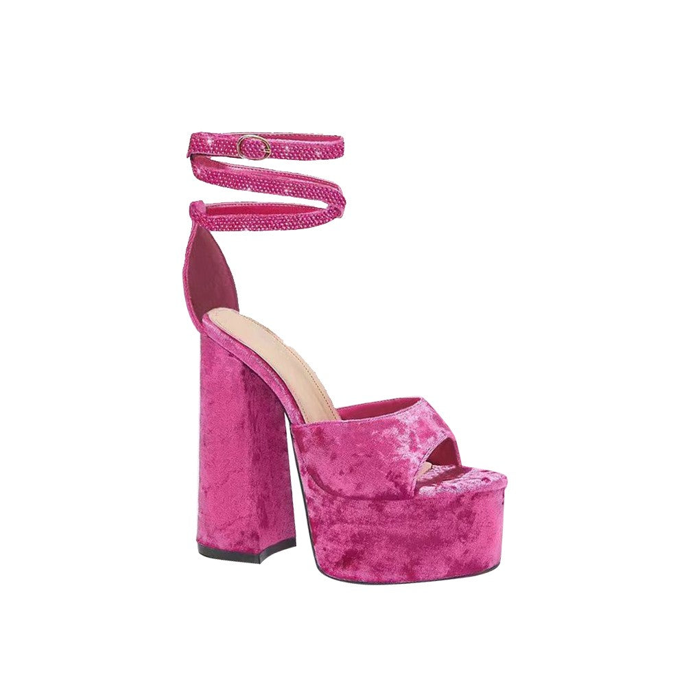 Block Heel Ankle Strap Platform Sandals