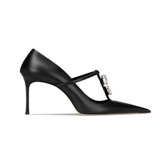 Diamante T-Strap Mid Heel Sandals - 6cm