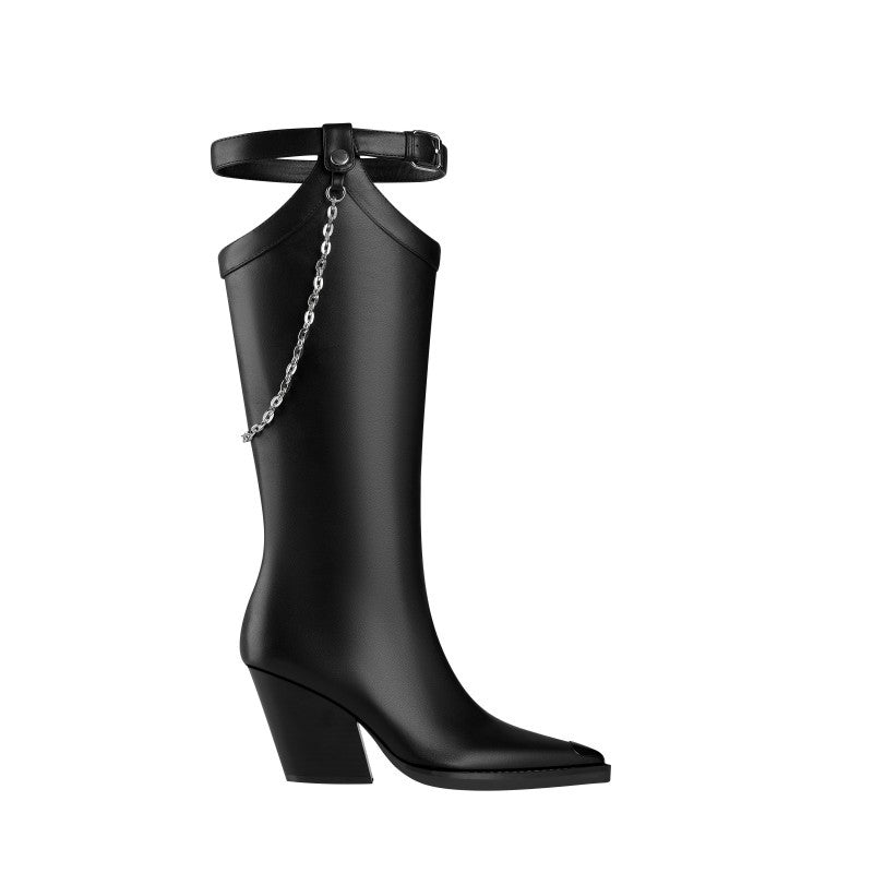 Chain Embellished Knee High Boots