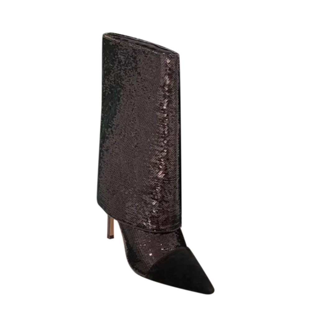 Sequinned Knee High Boots