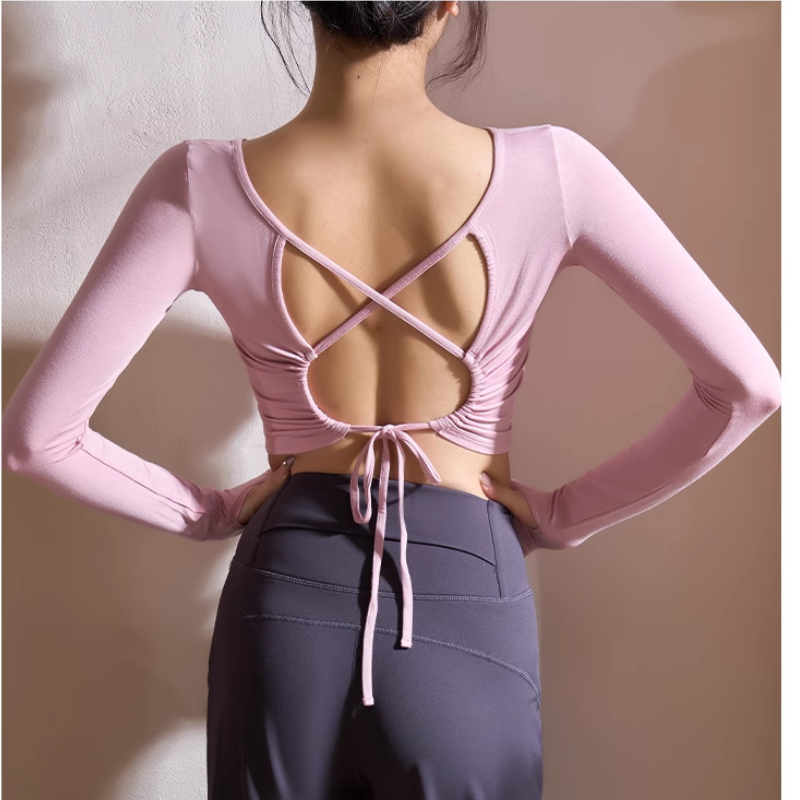 Yoga Pilates Back Cross Fitted Fitness Top