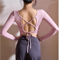 Yoga Pilates Back Cross Fitted Fitness Top