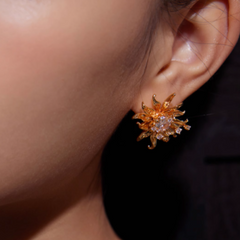 Diamante Flower Ear Studs Earrings - Pair - Small