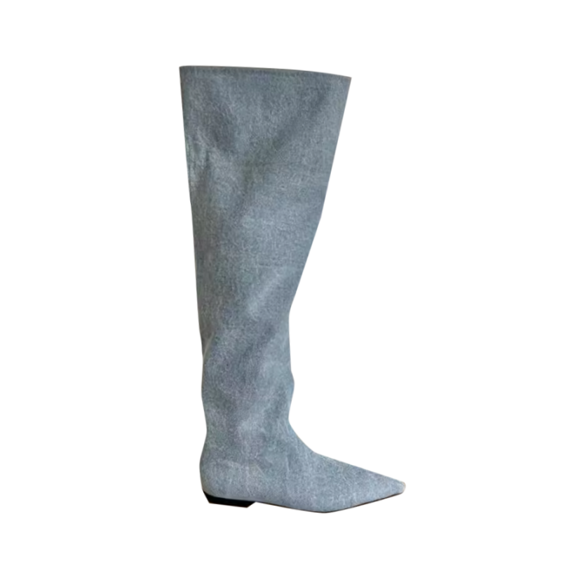 Denim Knee High Boots