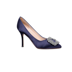 Diamante Embellished Satin High Heel Pumps - 10cm