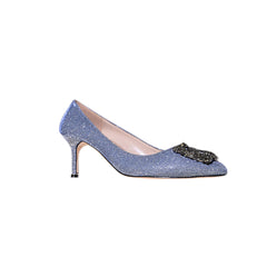 Diamante Embellished Cloth Mid Heel Pumps - 6cm