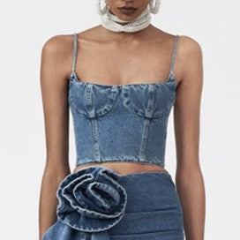 Denim Cropped Cami Top