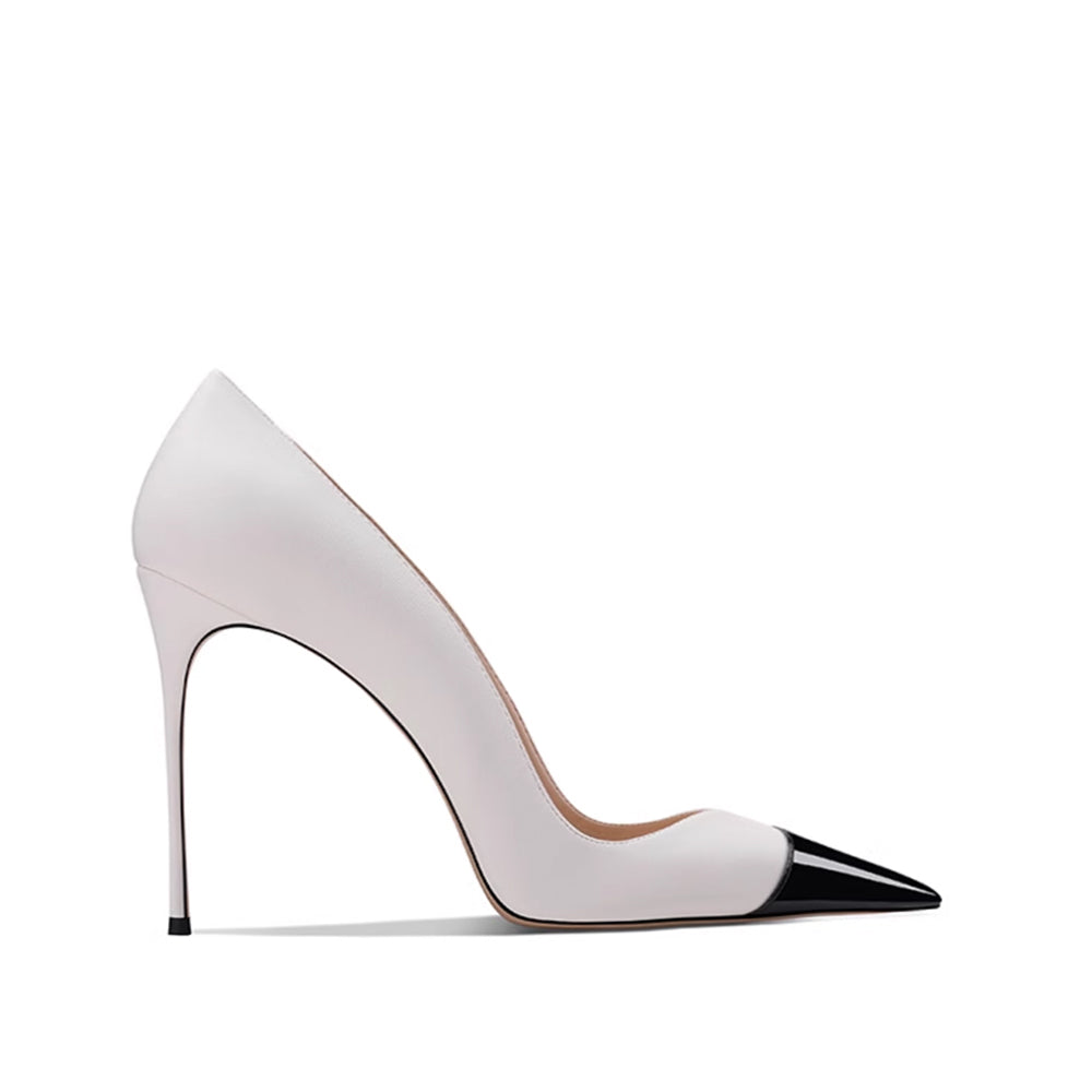 Bi-Color Mid Heel Pumps - 8cm