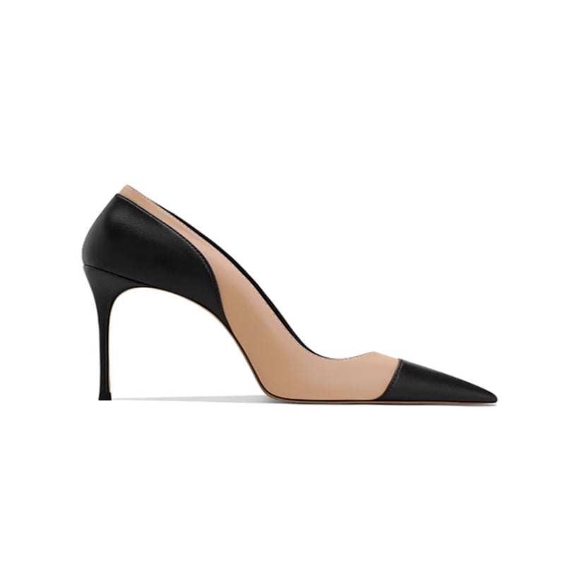 Bi-Color Mid Heel Pumps - 6cm