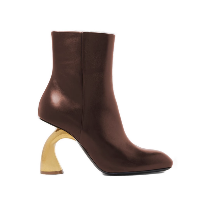 Metal Heel Ankle Boots