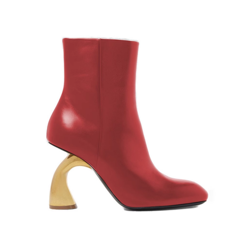 Metal Heel Ankle Boots