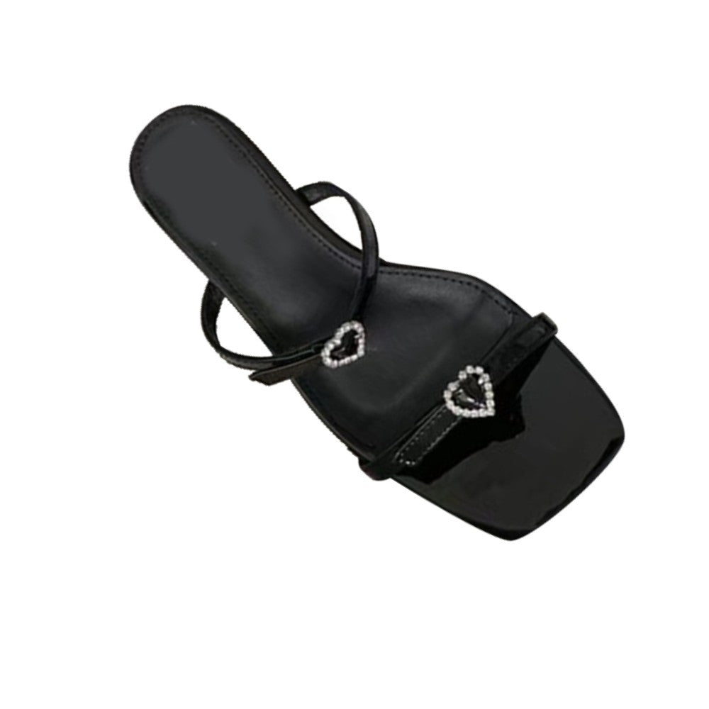 Diamante Heart Slipper Slides