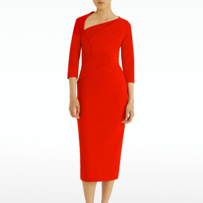 Asymmetric Neck Evening Dress Gown