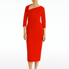 Asymmetric Neck Evening Dress Gown