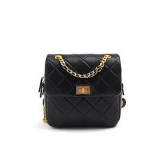 Metal Lock Quilted Backpack Bag