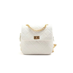 Metal Lock Quilted Backpack Bag