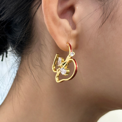 Diamante Apple Earrings - Pair